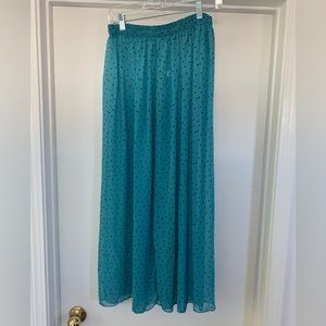Blue with black polka dot skirt -long length
